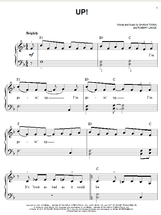 Download Shania Twain Up! Sheet Music and learn how to play Easy Guitar Tab PDF digital score in minutes