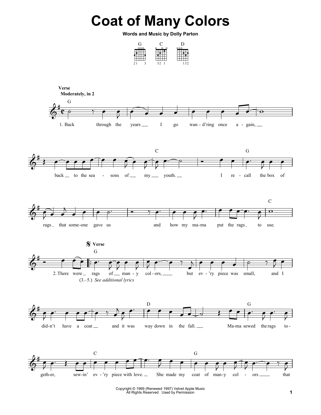 Download Shania Twain with Alison Krauss & Union Station Coat Of Many Colors Sheet Music and learn how to play Easy Guitar PDF digital score in minutes