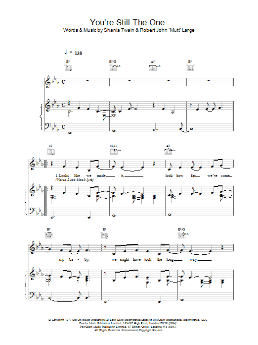 Download Shania Twain You're Still The One Sheet Music and learn how to play Tenor Saxophone PDF digital score in minutes