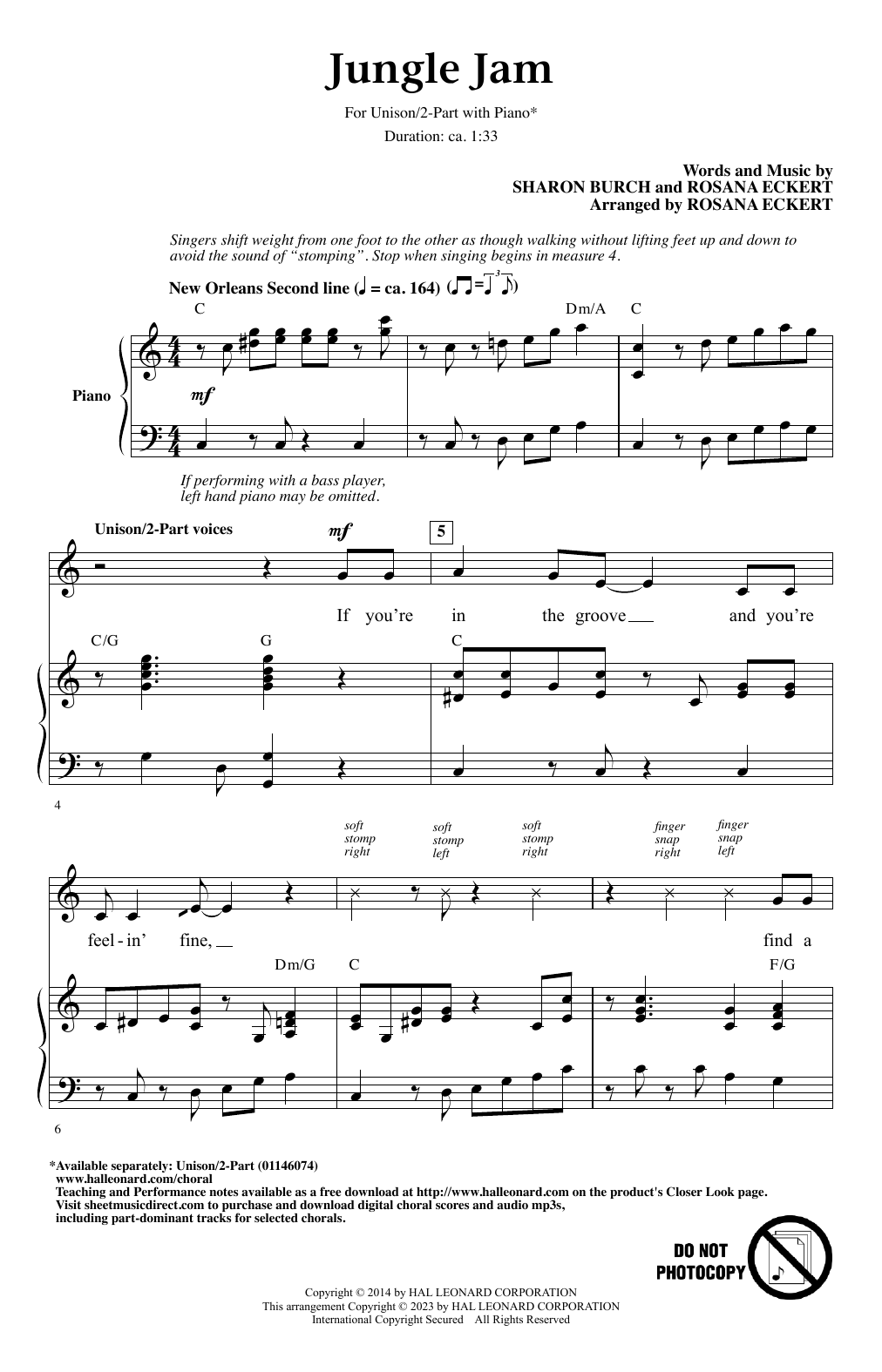 Download Sharon Burch and Rosana Eckert Jungle Jam Sheet Music and learn how to play Choir PDF digital score in minutes