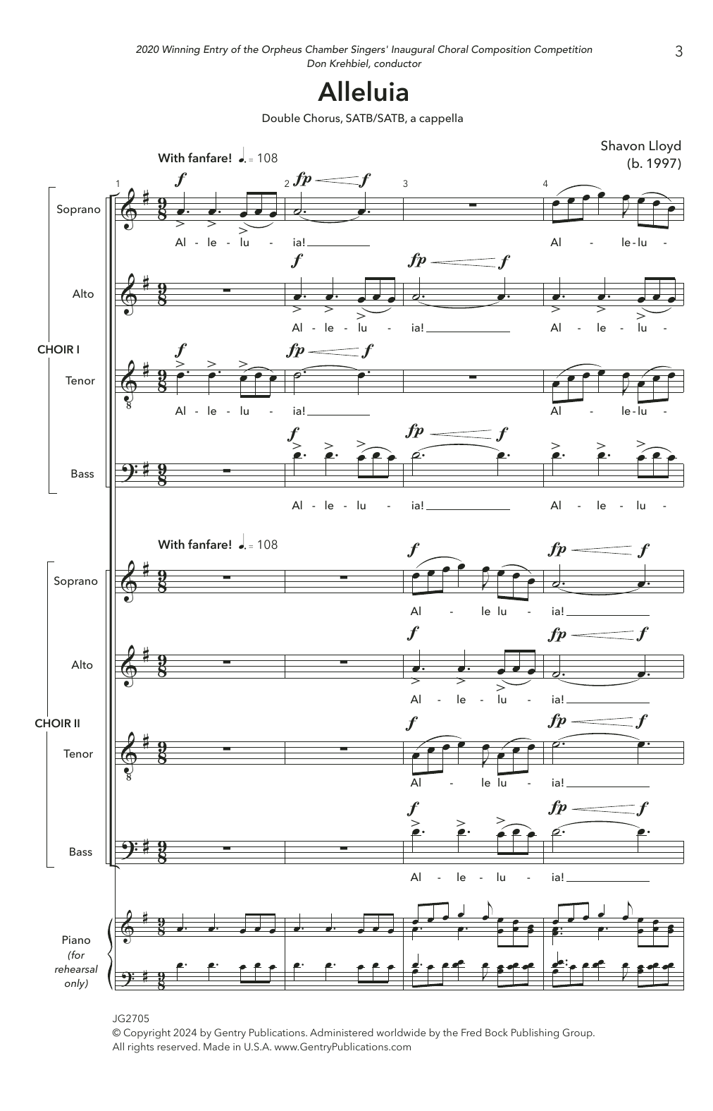 Download Shavon Lloyd Alleluia Sheet Music and learn how to play SATB Choir PDF digital score in minutes