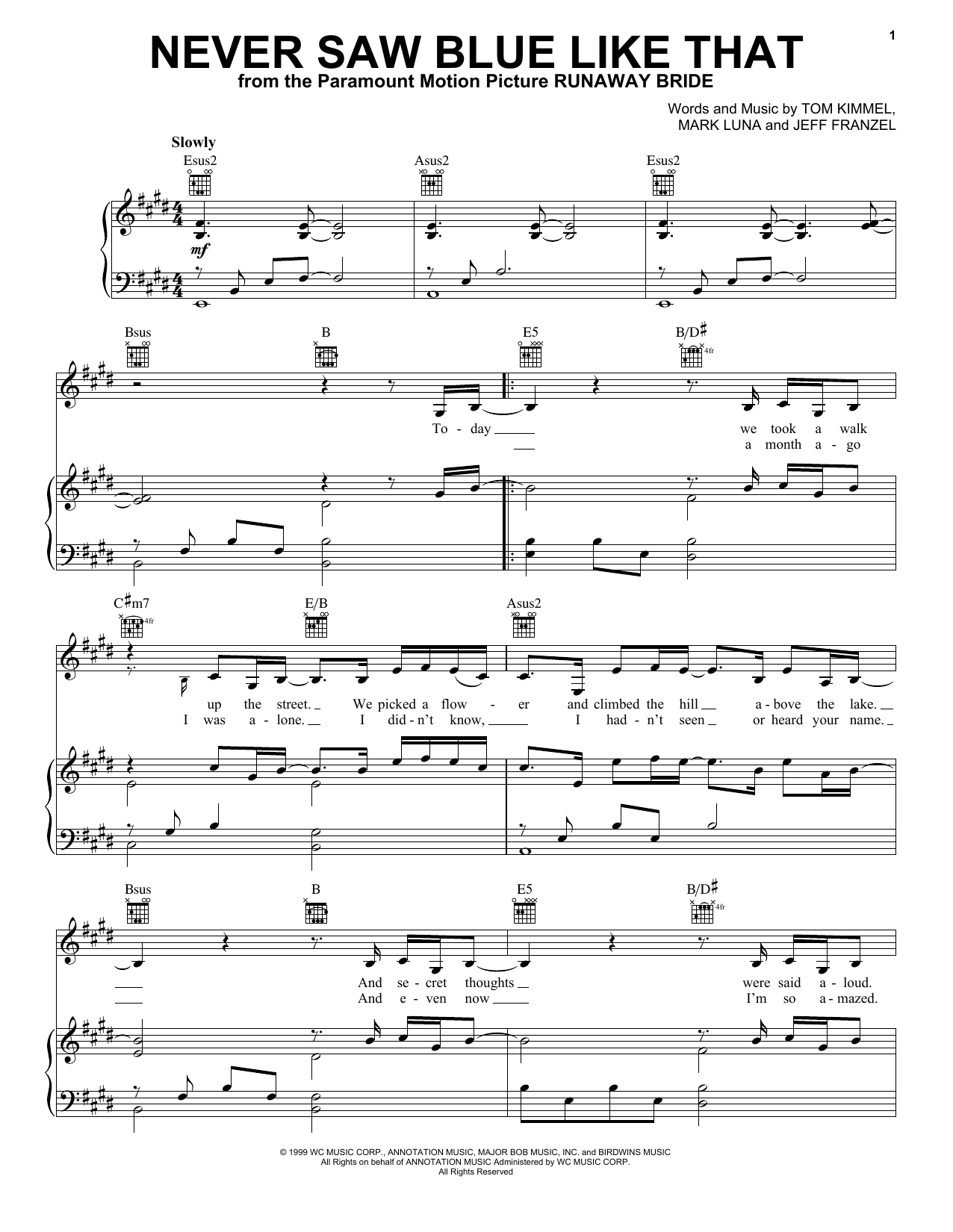 Download Shawn Colvin Never Saw Blue Like That Sheet Music and learn how to play Piano, Vocal & Guitar Chords (Right-Hand Melody) PDF digital score in minutes
