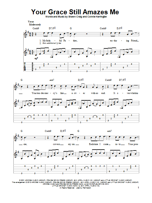 Download Shawn Craig Your Grace Still Amazes Me Sheet Music and learn how to play Guitar Tab PDF digital score in minutes