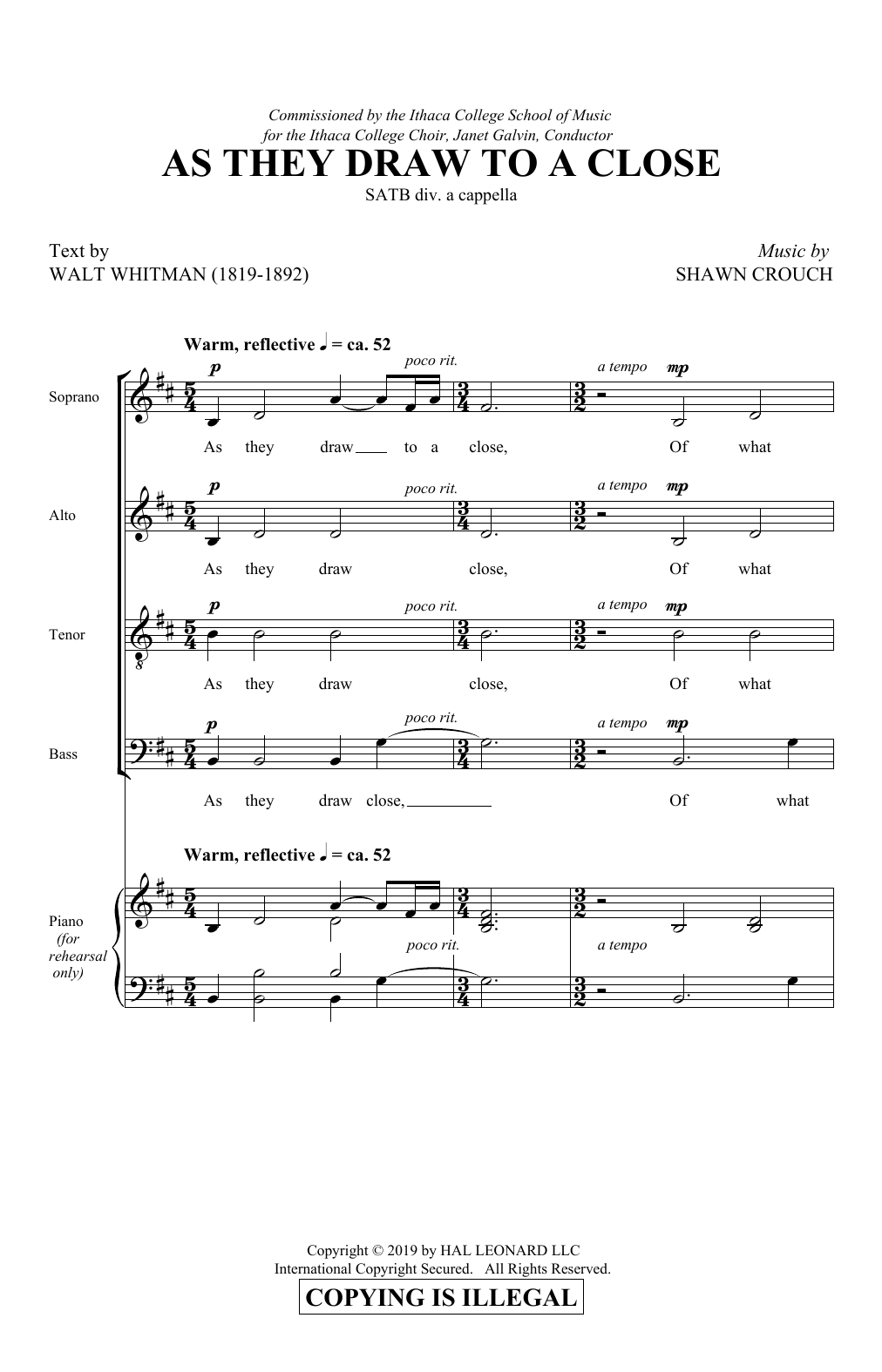 Download Shawn Crouch As They Draw To A Close Sheet Music and learn how to play SATB Choir PDF digital score in minutes