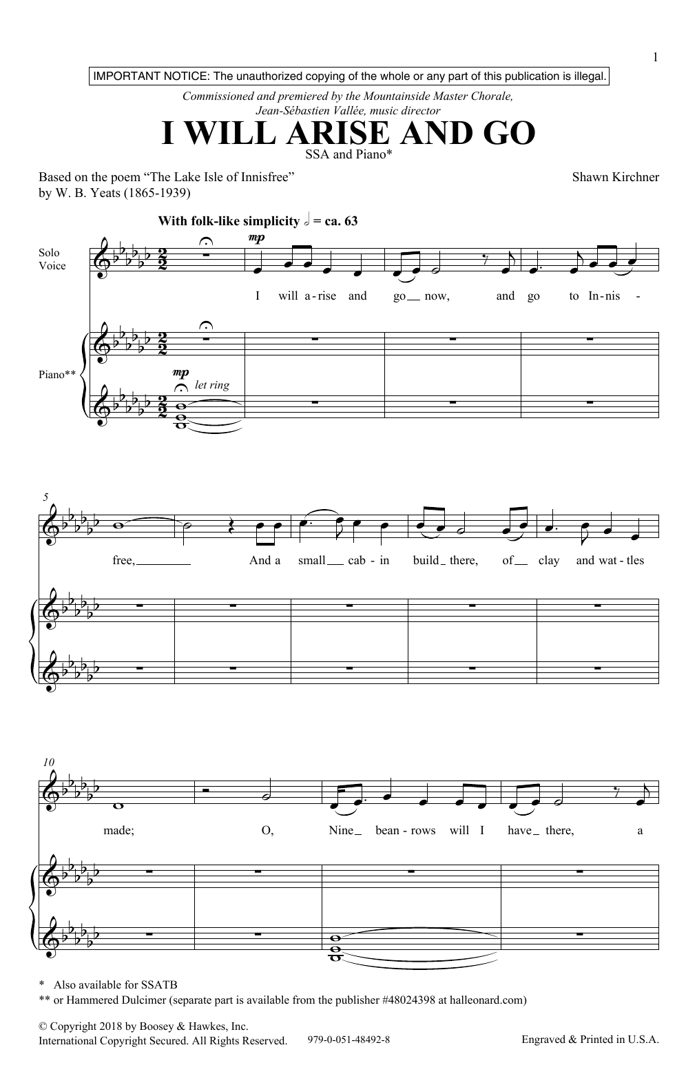 Download Shawn Kirchner I Will Arise And Go Sheet Music and learn how to play SSA Choir PDF digital score in minutes