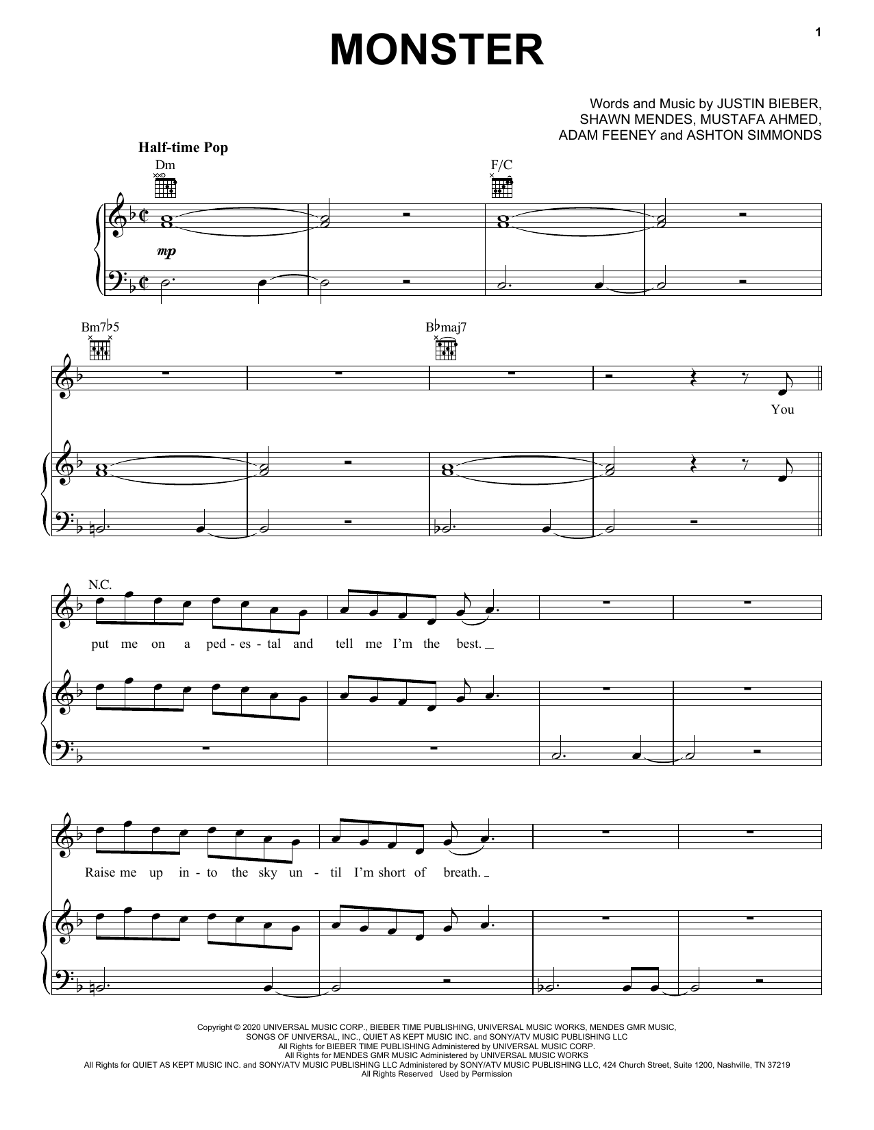 Download Shawn Mendes & Justin Bieber Monster Sheet Music and learn how to play Ukulele PDF digital score in minutes