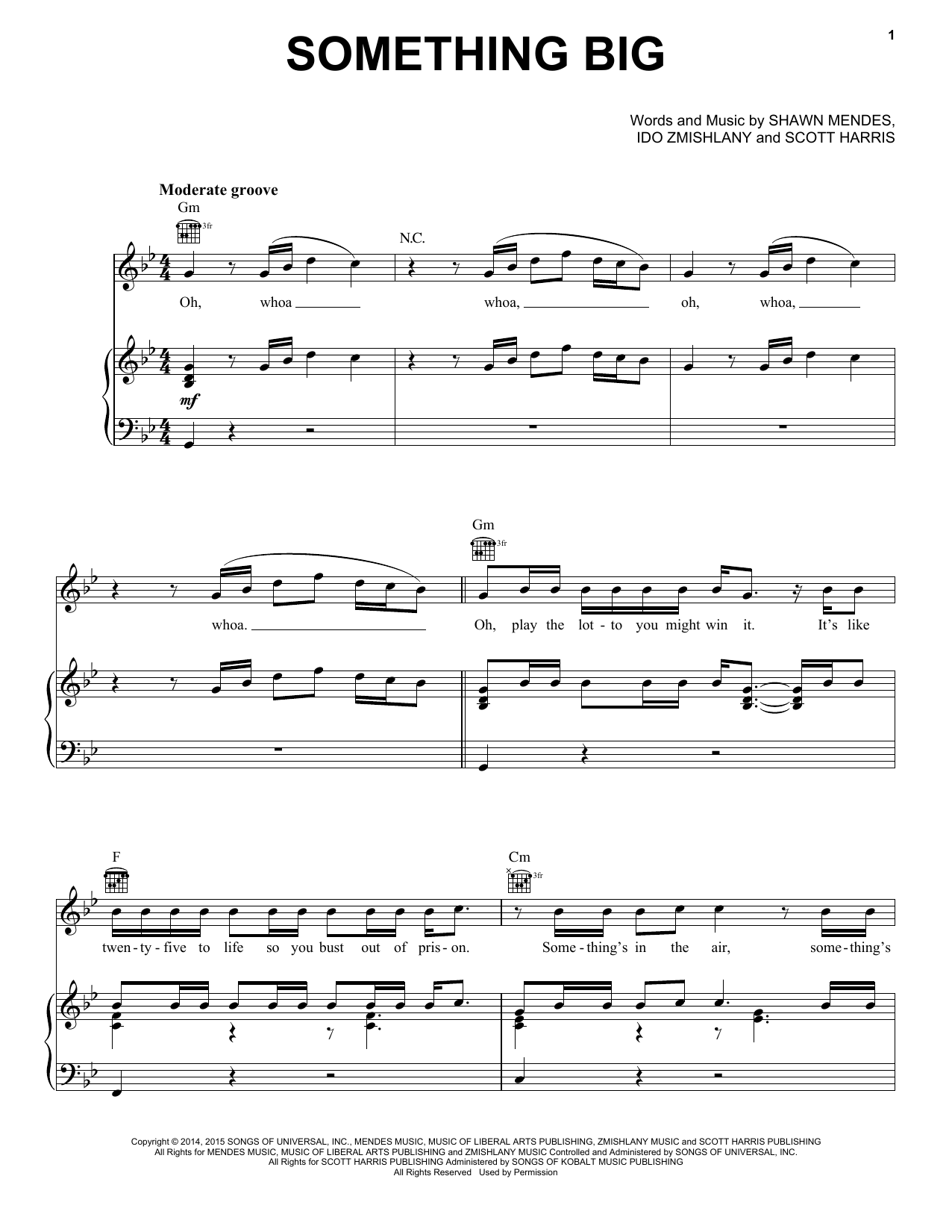 Download Shawn Mendes Something Big Sheet Music and learn how to play Piano, Vocal & Guitar (Right-Hand Melody) PDF digital score in minutes