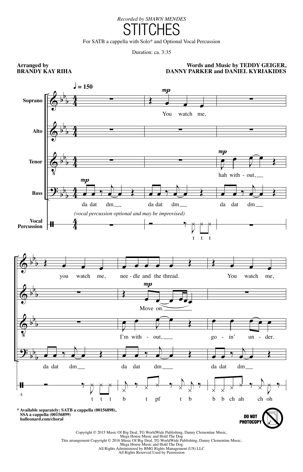 Download Brandy Kay Riha Stitches Sheet Music and learn how to play SSA PDF digital score in minutes