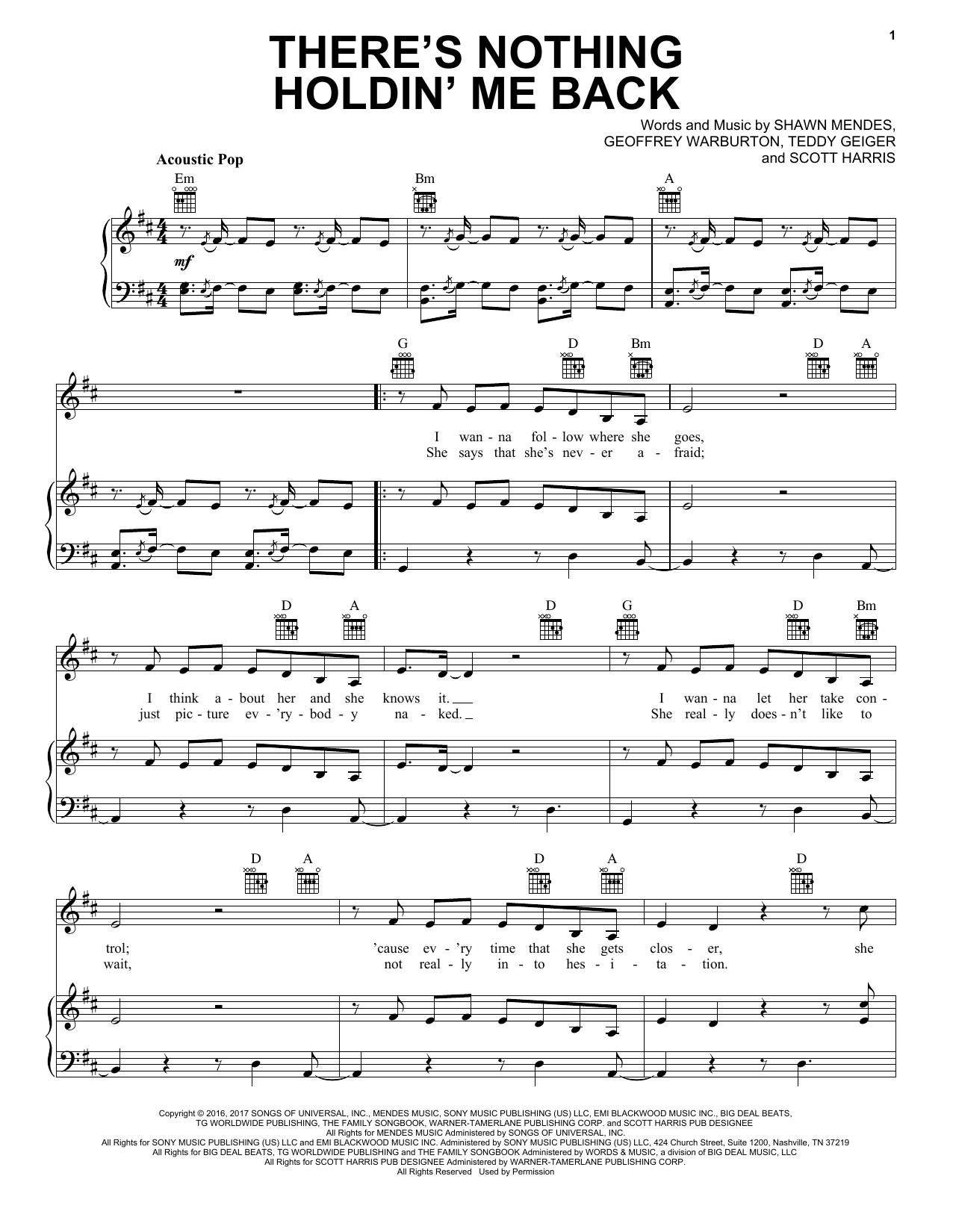 Download Shawn Mendes There's Nothing Holdin' Me Back Sheet Music and learn how to play Educational Piano PDF digital score in minutes