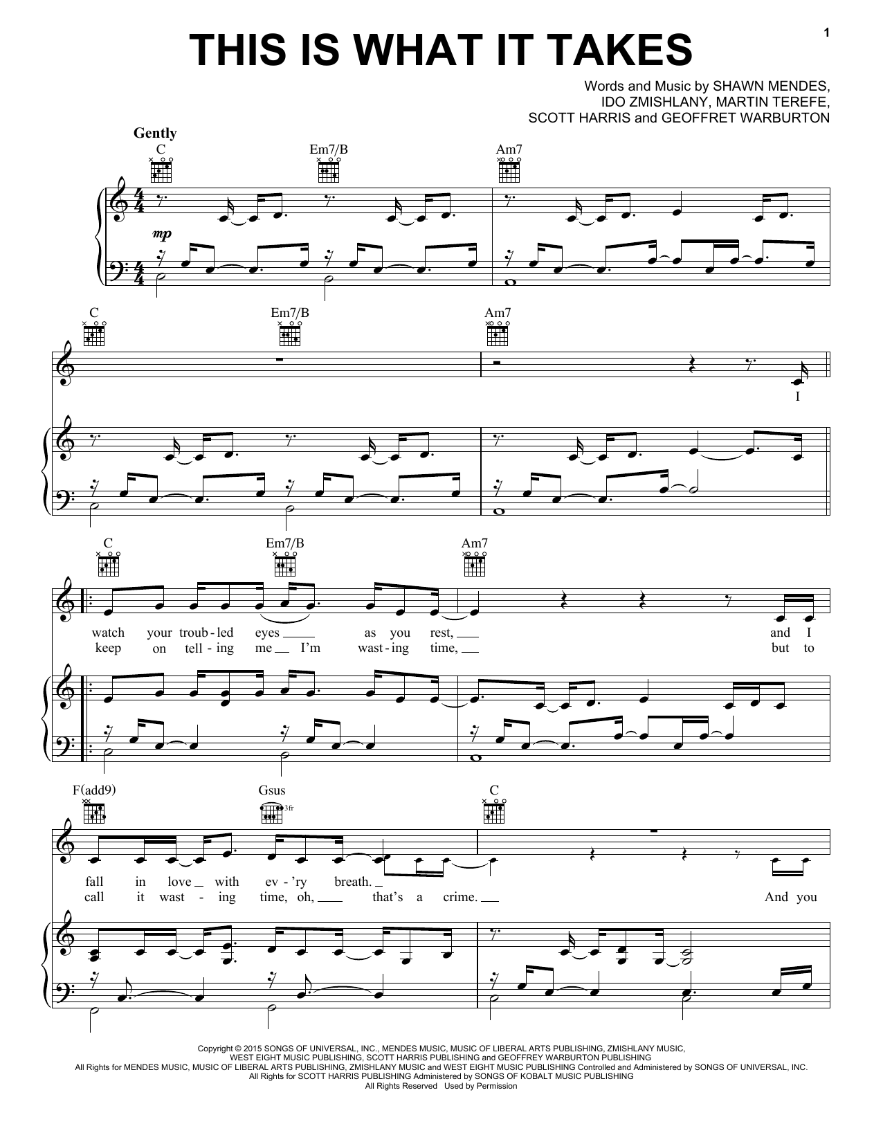 Download Shawn Mendes This Is What It Takes Sheet Music and learn how to play Piano, Vocal & Guitar (Right-Hand Melody) PDF digital score in minutes