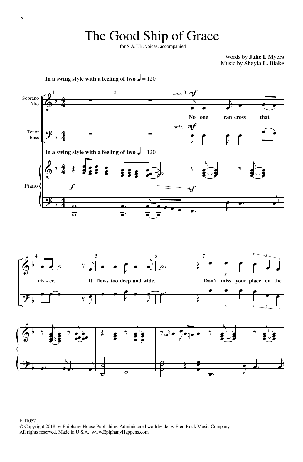 Download Shayla L. Blake The Good Ship Of Grace Sheet Music and learn how to play SATB Choir PDF digital score in minutes