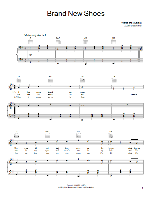 Download She & Him Brand New Shoes Sheet Music and learn how to play Piano, Vocal & Guitar (Right-Hand Melody) PDF digital score in minutes