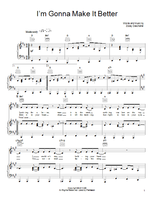 Download She & Him I'm Gonna Make It Better Sheet Music and learn how to play Piano, Vocal & Guitar (Right-Hand Melody) PDF digital score in minutes