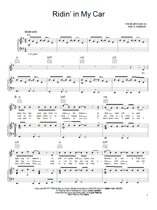Download She & Him Ridin' In My Car Sheet Music and learn how to play Piano, Vocal & Guitar (Right-Hand Melody) PDF digital score in minutes