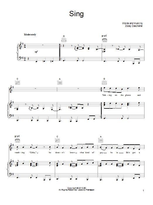 Download She & Him Sing Sheet Music and learn how to play Piano, Vocal & Guitar (Right-Hand Melody) PDF digital score in minutes