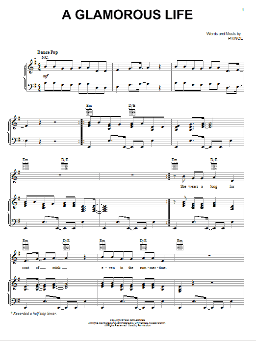 Download Sheila E. A Glamorous Life Sheet Music and learn how to play Piano, Vocal & Guitar (Right-Hand Melody) PDF digital score in minutes