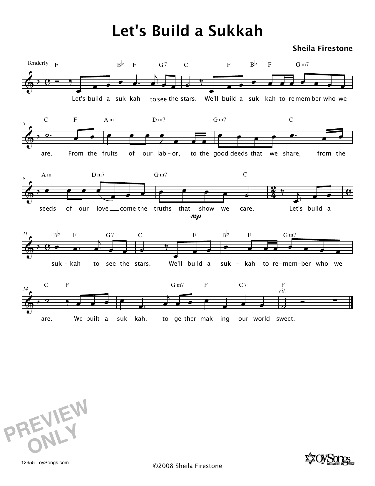 Download Sheila Firestone Let's Build A Sukkah Sheet Music and learn how to play Piano, Vocal & Guitar (Right-Hand Melody) PDF digital score in minutes