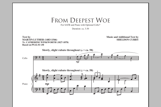 Download Sheldon Curry From Deepest Woe Sheet Music and learn how to play SATB PDF digital score in minutes