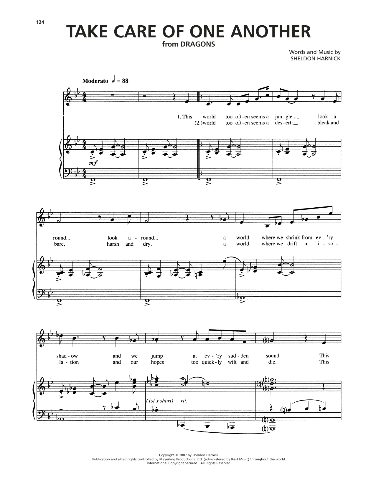 Download Sheldon Harnick Take Care Of One Another Sheet Music and learn how to play Piano, Vocal & Guitar Chords (Right-Hand Melody) PDF digital score in minutes