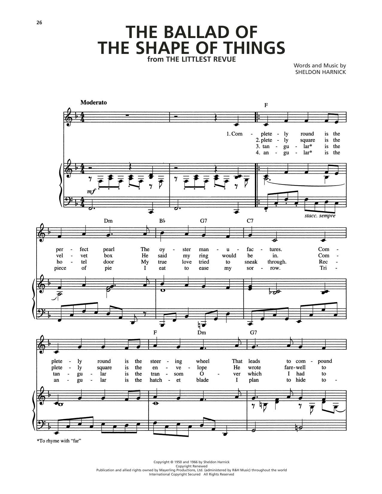 Download Sheldon Harnick The Ballad Of The Shape Of Things (from The Littlest Revue) Sheet Music and learn how to play Piano, Vocal & Guitar Chords (Right-Hand Melody) PDF digital score in minutes