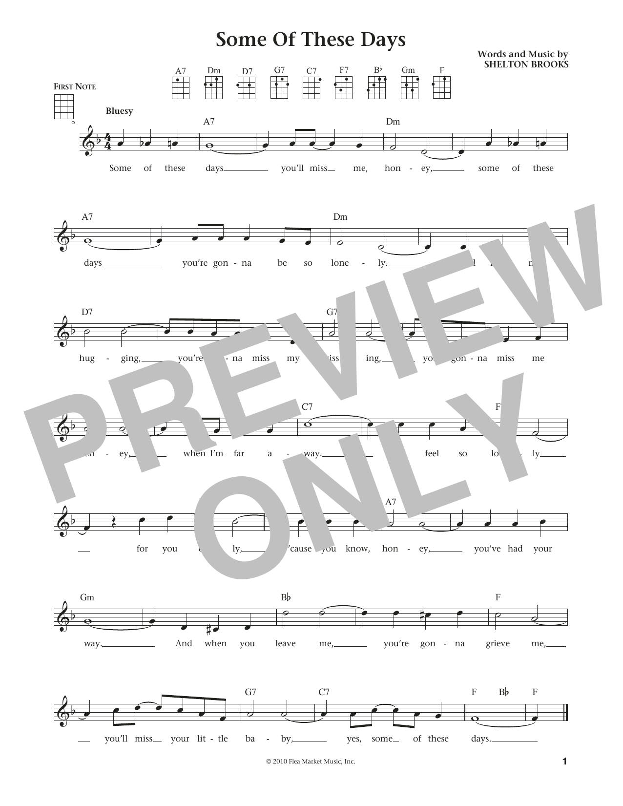 Download Shelton Brooks Some Of These Days Sheet Music and learn how to play Ukulele PDF digital score in minutes