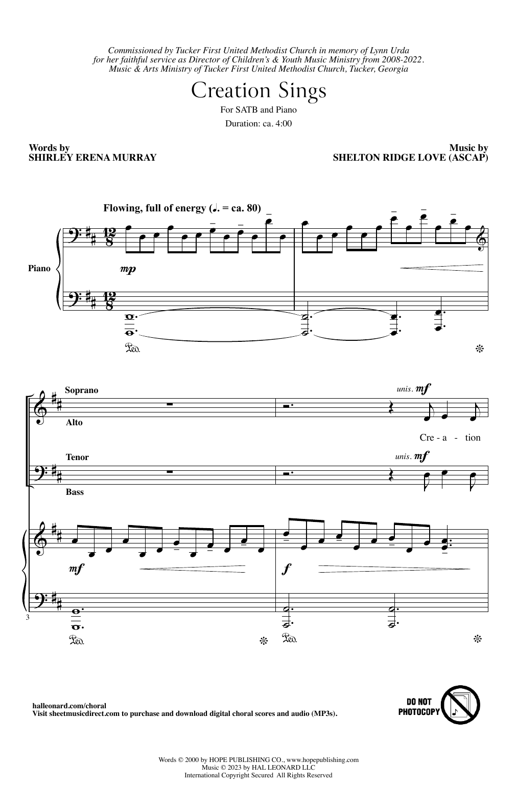 Download Shelton Ridge Love Creation Sings Sheet Music and learn how to play SATB Choir PDF digital score in minutes