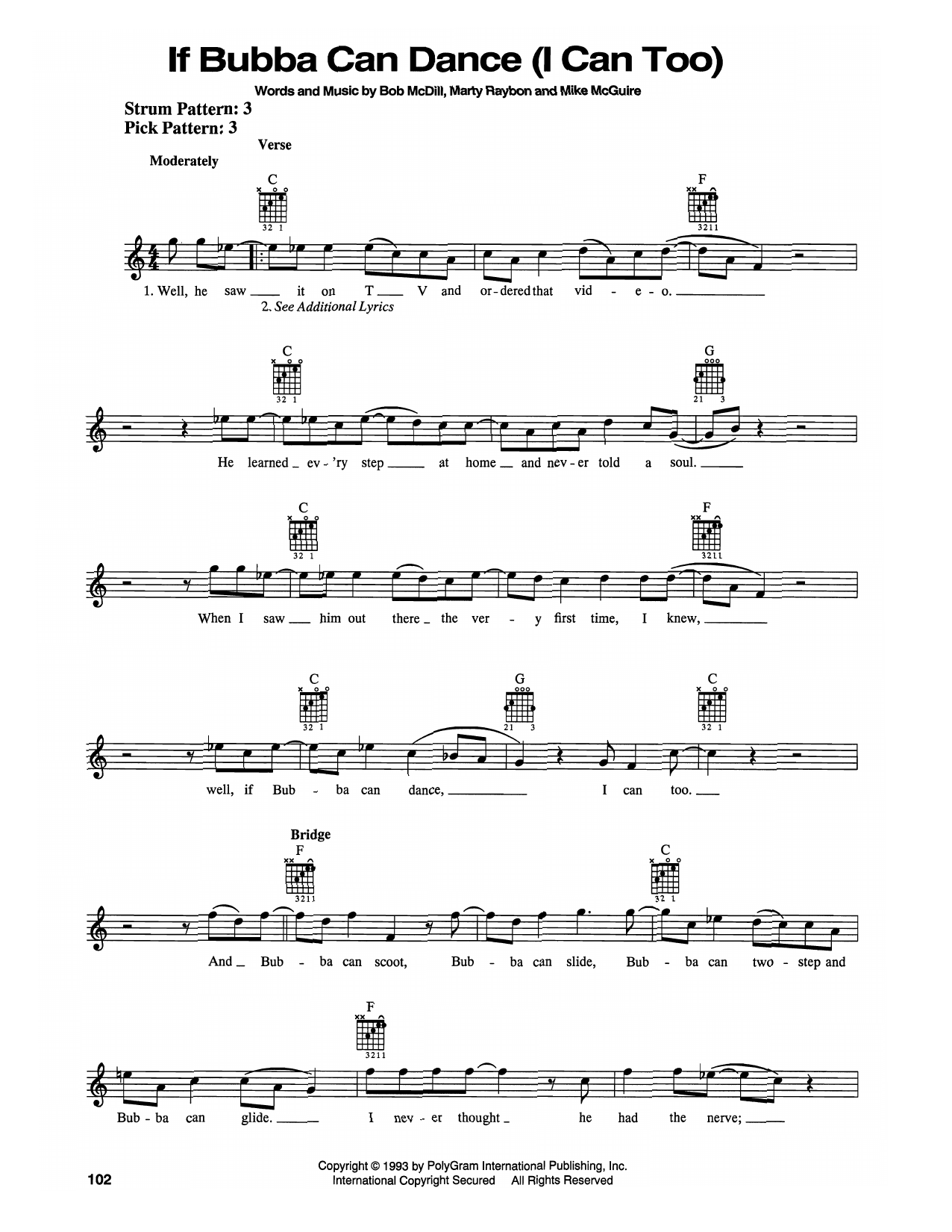 Download Shenandoah If Bubba Can Dance (I Can Too) Sheet Music and learn how to play Easy Guitar PDF digital score in minutes
