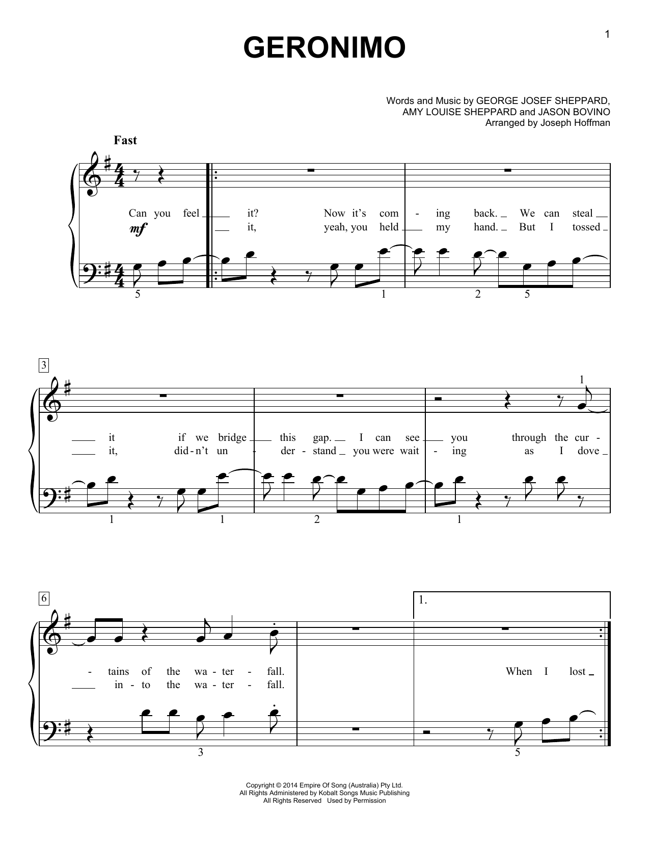 Download Sheppard Geronimo (arr. Joseph Hoffman) Sheet Music and learn how to play Easy Piano PDF digital score in minutes