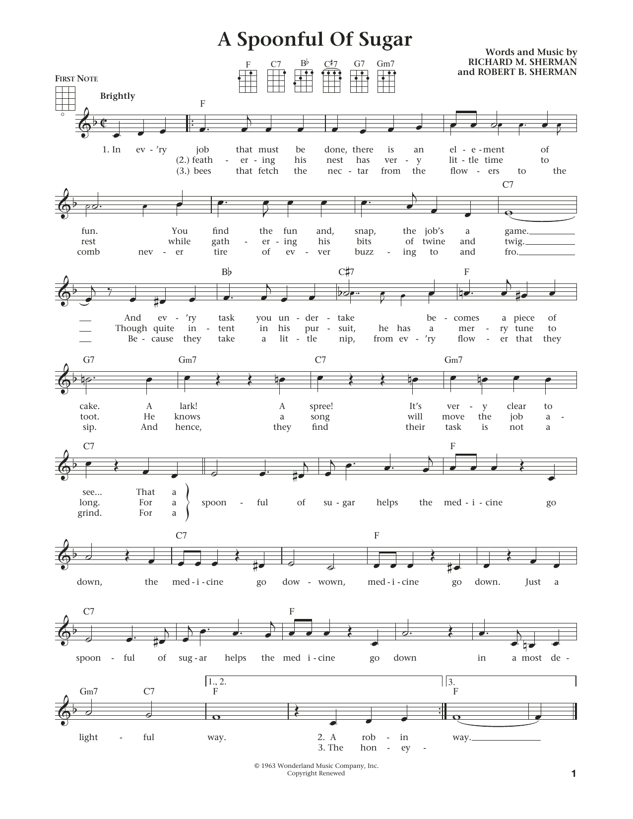 Download Richard M. Sherman A Spoonful Of Sugar Sheet Music and learn how to play Ukulele PDF digital score in minutes
