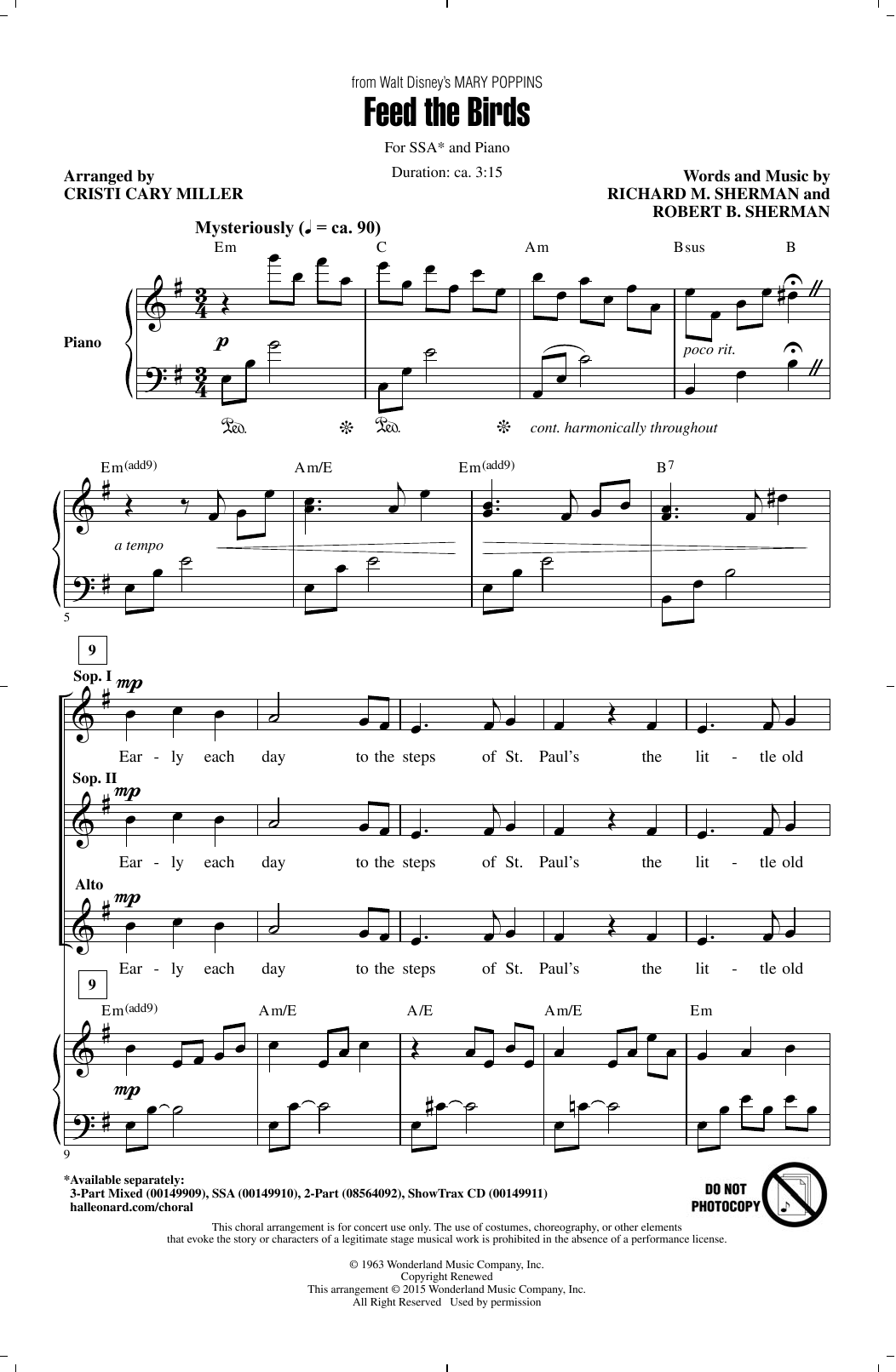 Download Cristi Cary Miller Feed The Birds Sheet Music and learn how to play SSA PDF digital score in minutes