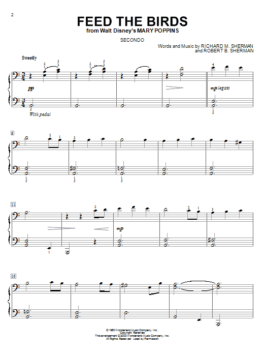 Download Robert B. Sherman Feed The Birds Sheet Music and learn how to play Melody Line, Lyrics & Chords PDF digital score in minutes