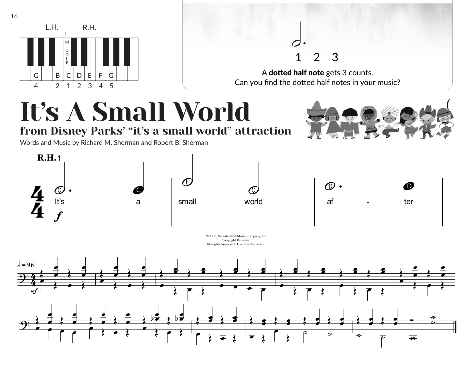 Download Sherman Brothers It's A Small World (arr. Brittany McCorriston) Sheet Music and learn how to play Very Beginner Piano PDF digital score in minutes