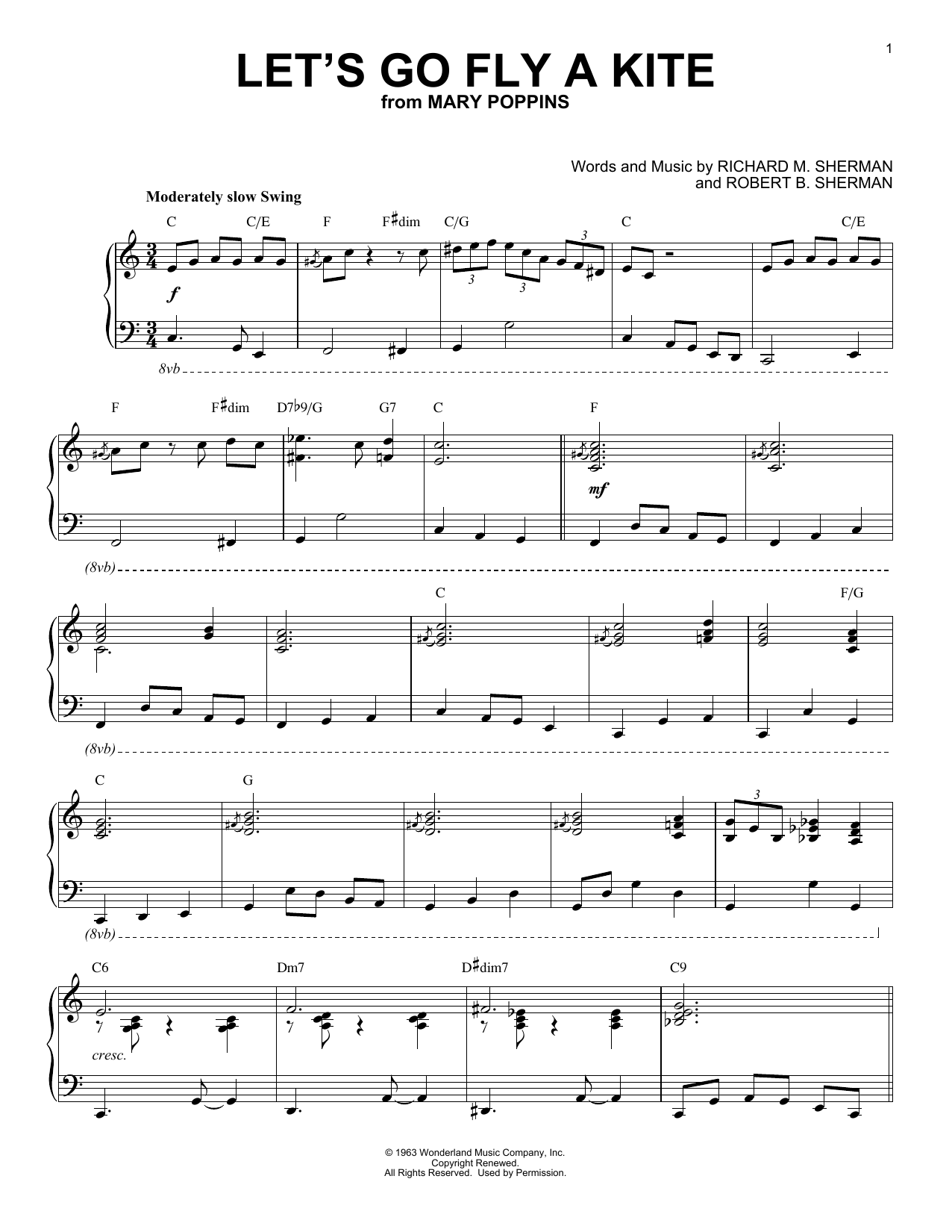Download Robert B. Sherman Let's Go Fly A Kite Sheet Music and learn how to play Piano PDF digital score in minutes