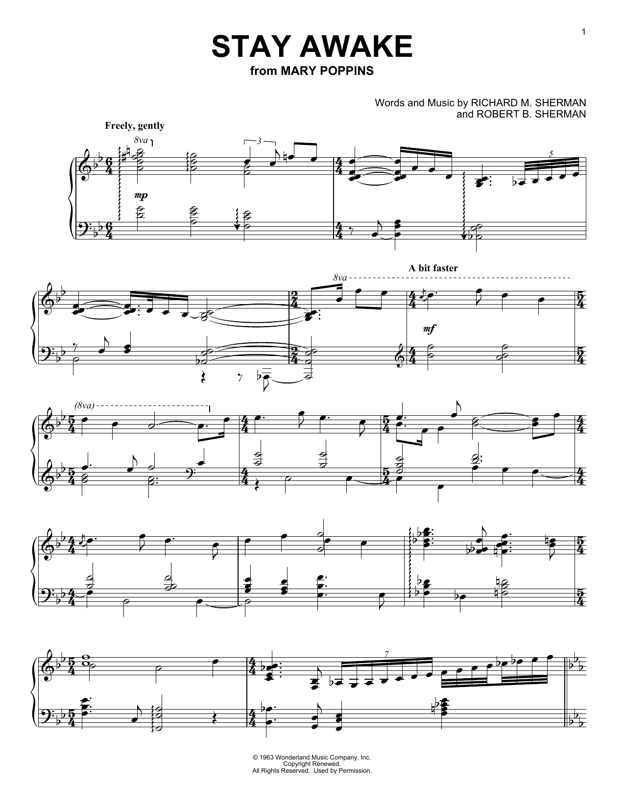 Download Sherman Brothers Stay Awake (from Mary Poppins) Sheet Music and learn how to play Trumpet Solo PDF digital score in minutes