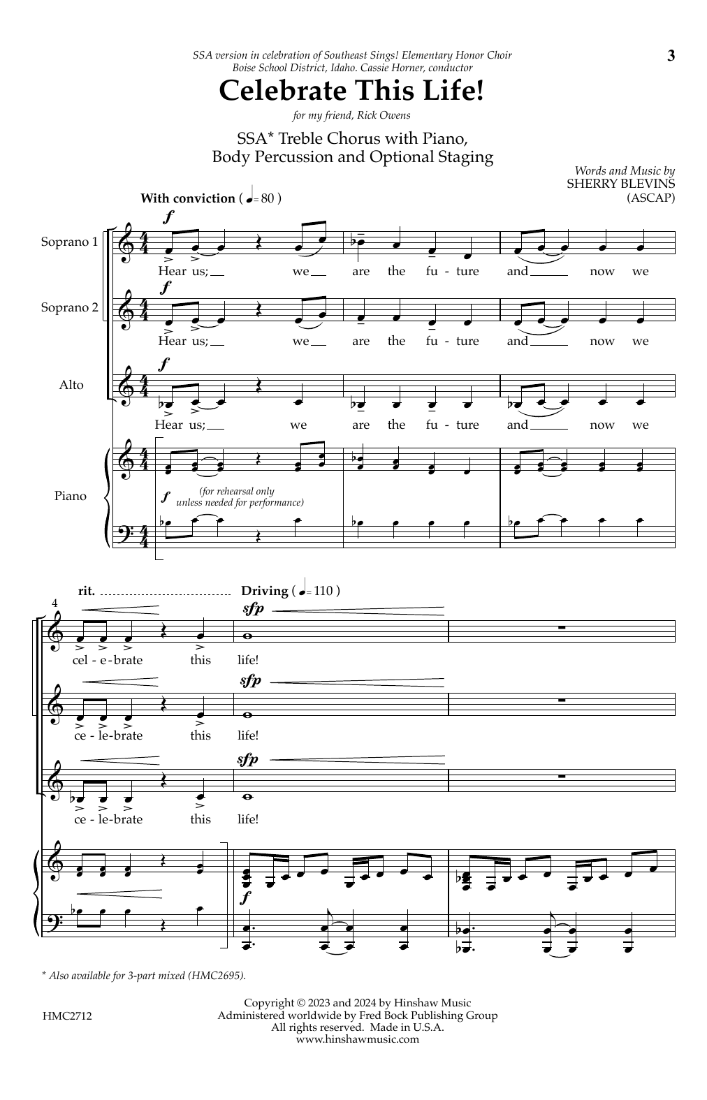 Download Sherry Blevins Celebrate This Life! Sheet Music and learn how to play SATB Choir PDF digital score in minutes