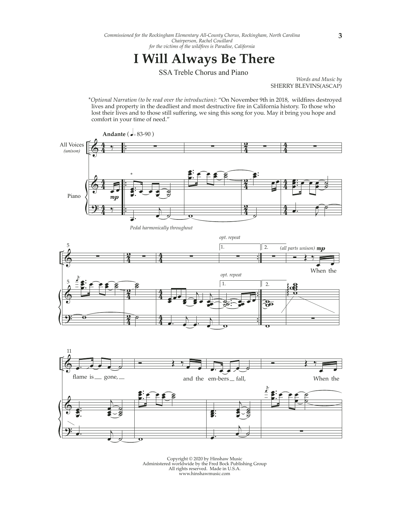 Download Sherry Blevins I Will Always Be There Sheet Music and learn how to play 2-Part Choir PDF digital score in minutes