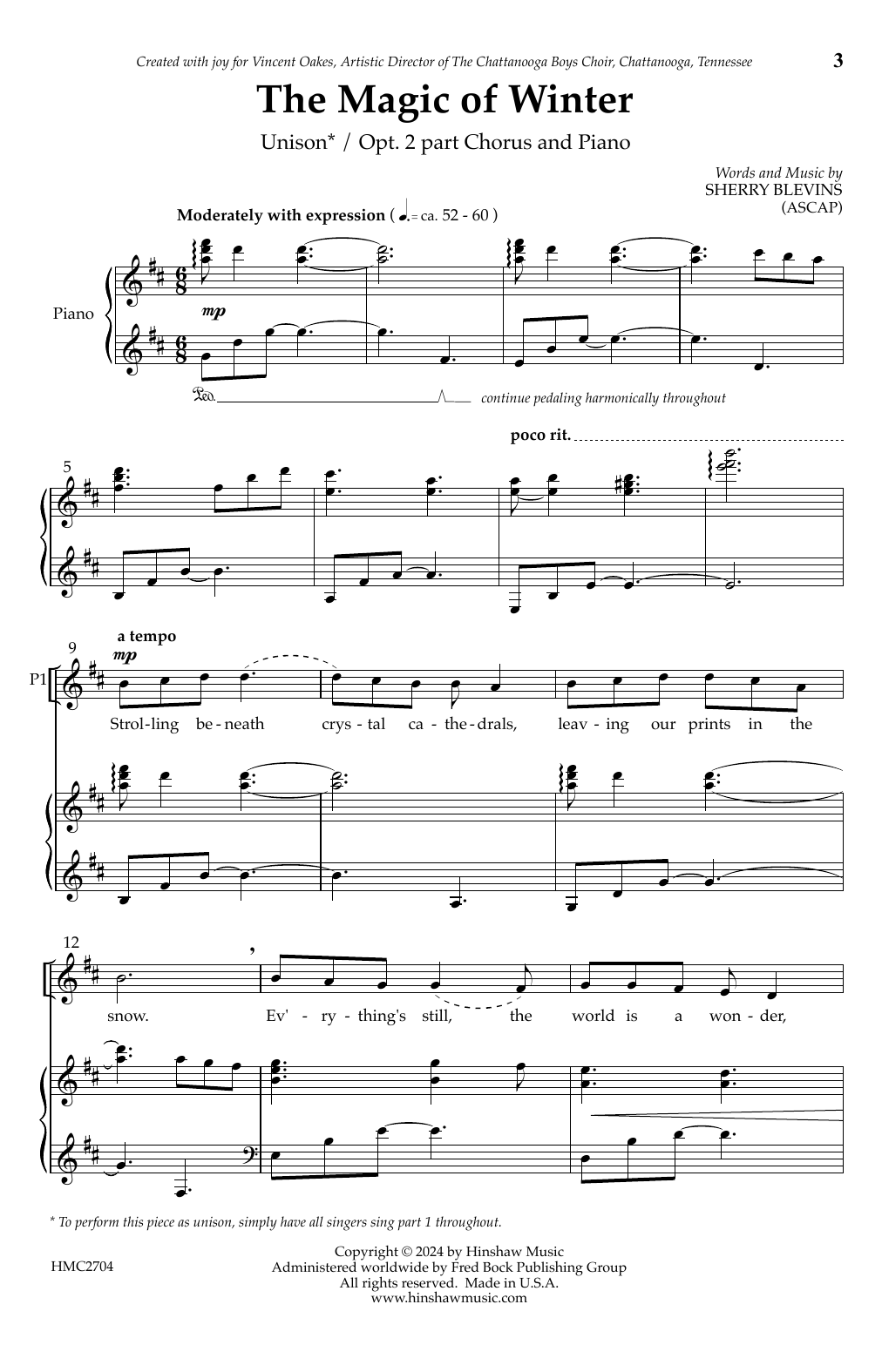 Download Sherry Blevins The Magic Of Winter Sheet Music and learn how to play 2-Part Choir PDF digital score in minutes