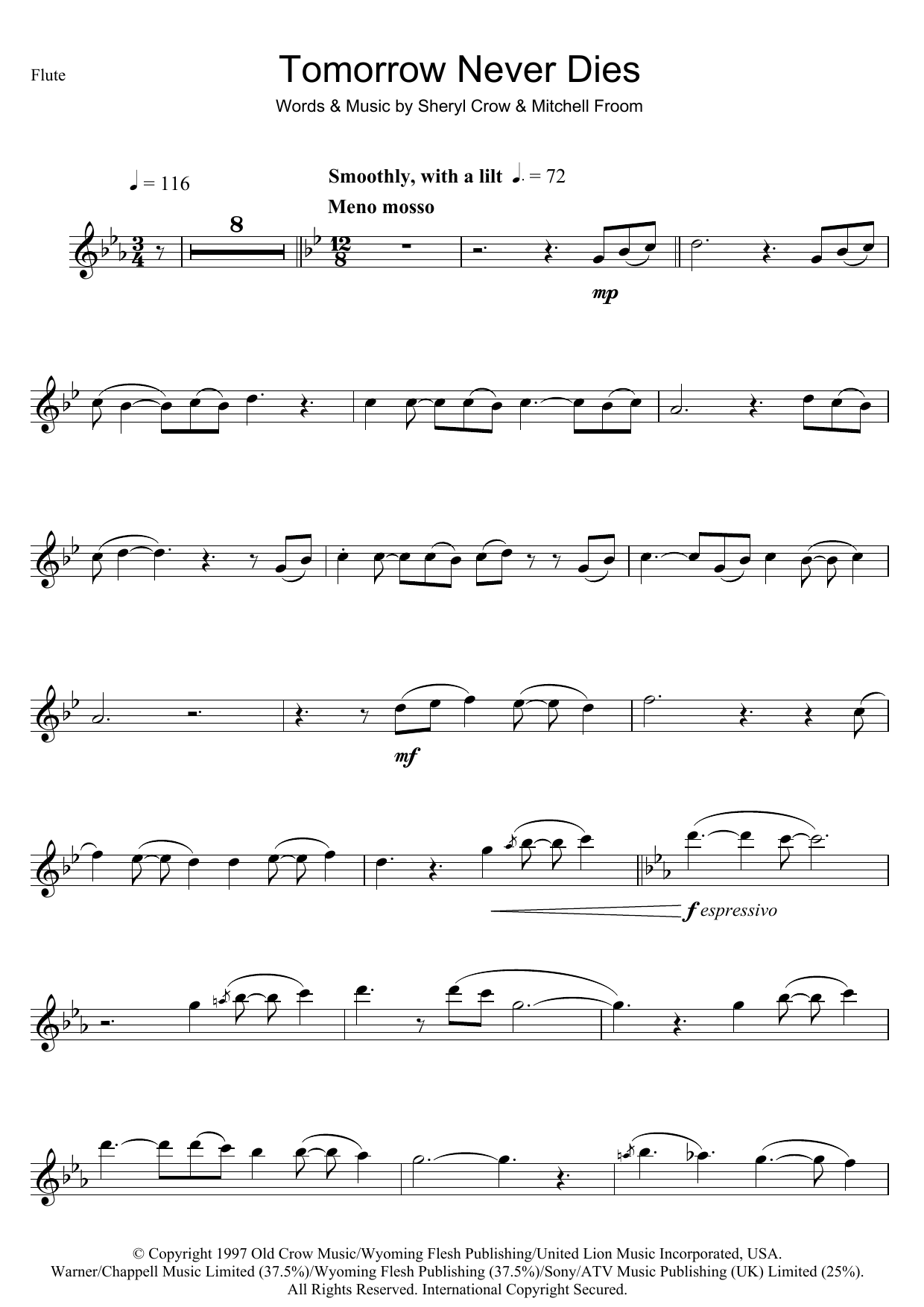Download Sheryl Crow Tomorrow Never Dies Sheet Music and learn how to play Easy Piano PDF digital score in minutes