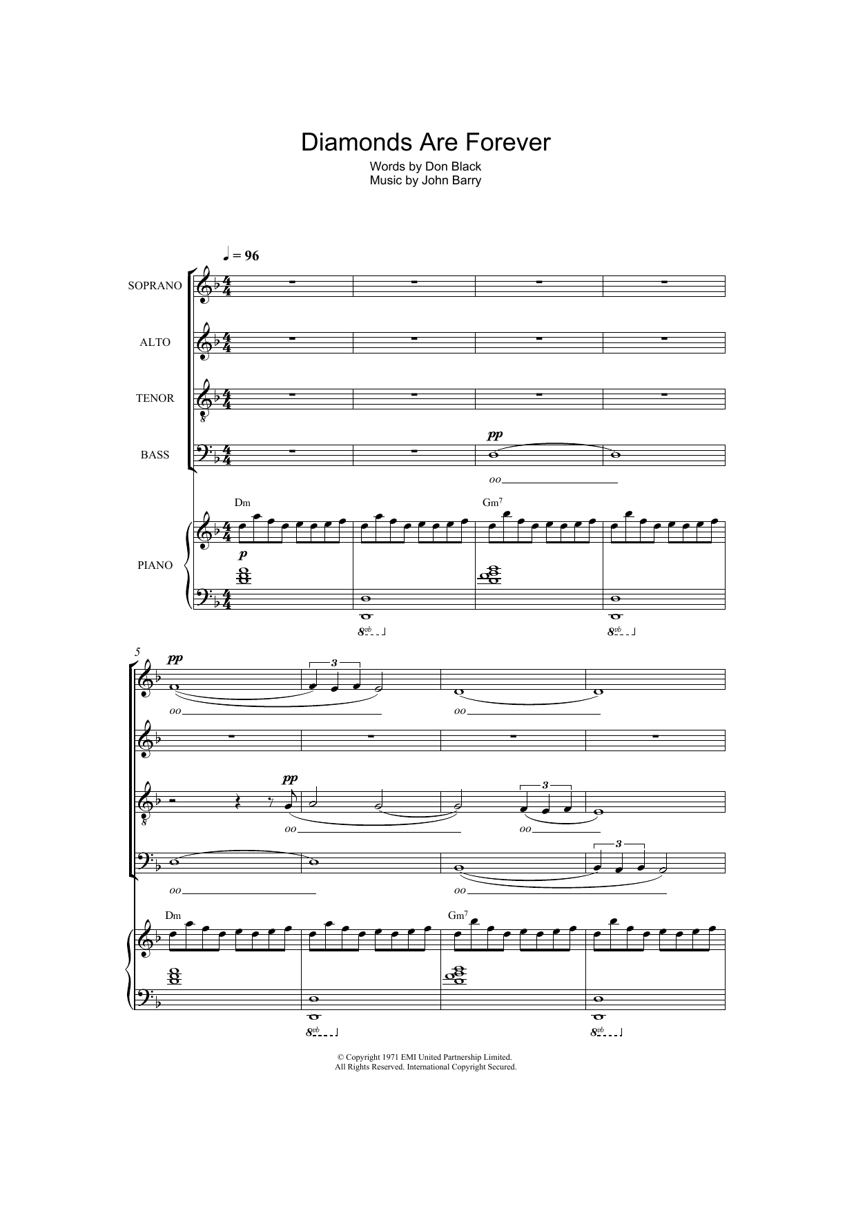 Download Shirley Bassey Diamonds Are Forever (arr. Thomas Lydon) Sheet Music and learn how to play SATB PDF digital score in minutes