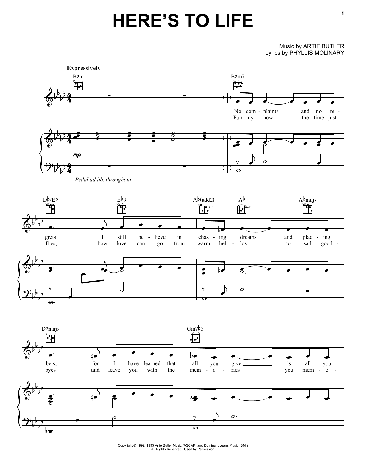 Download Artie Butler Here's To Life Sheet Music and learn how to play Clarinet PDF digital score in minutes