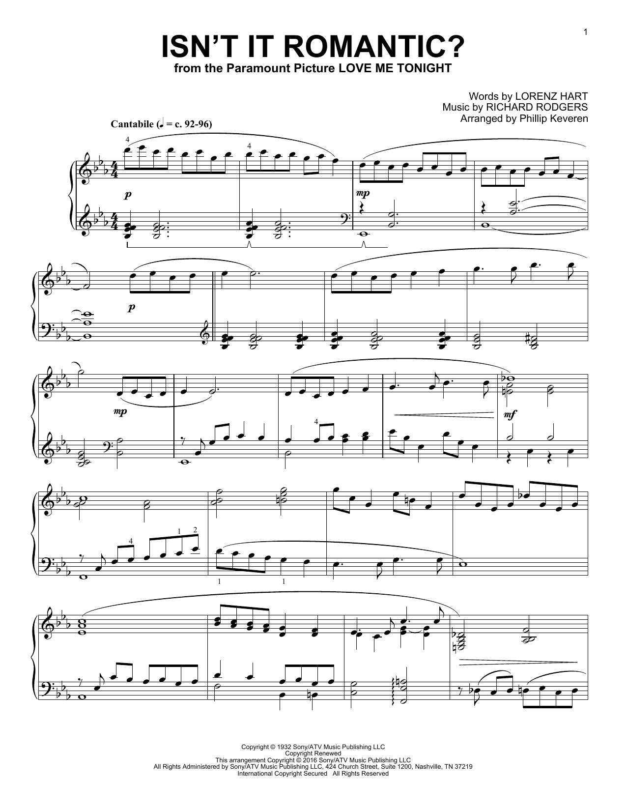 Download Phillip Keveren Isn't It Romantic? Sheet Music and learn how to play Piano PDF digital score in minutes