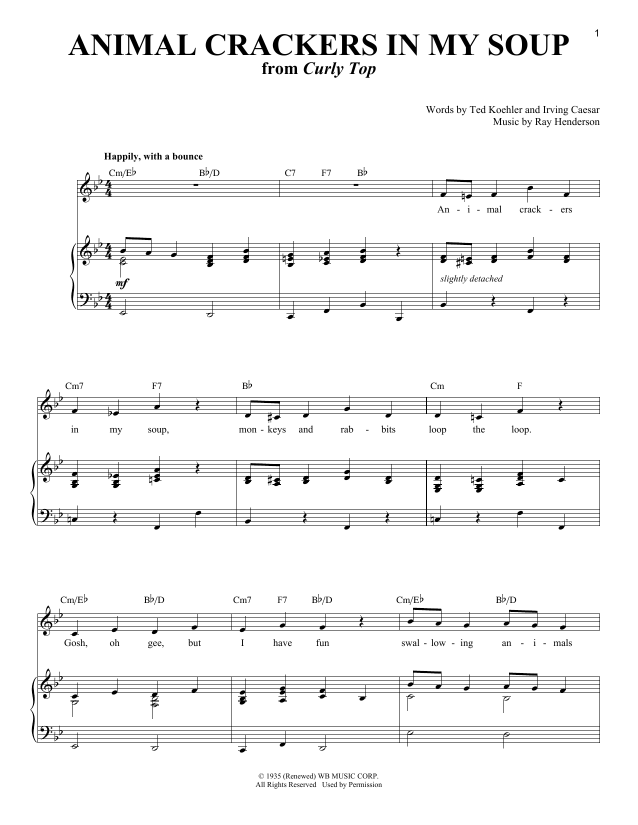 Download Irving Caesar Animal Crackers In My Soup Sheet Music and learn how to play SPREP PDF digital score in minutes