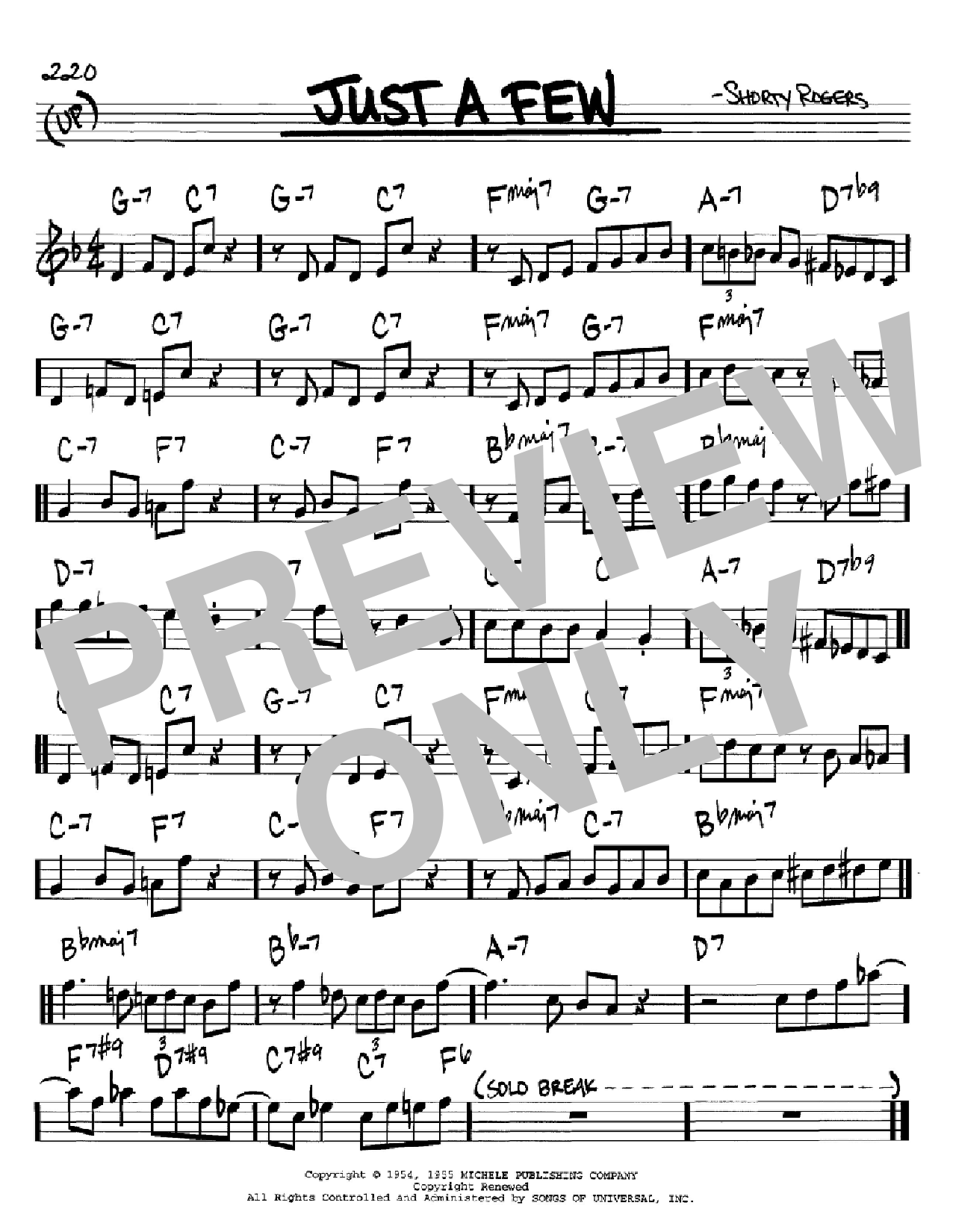 Download Shorty Rogers Just A Few Sheet Music and learn how to play Real Book – Melody & Chords – C Instruments PDF digital score in minutes