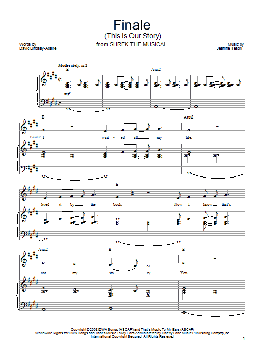 Download Shrek The Musical Finale (This Is Our Story) Sheet Music and learn how to play Piano, Vocal & Guitar (Right-Hand Melody) PDF digital score in minutes