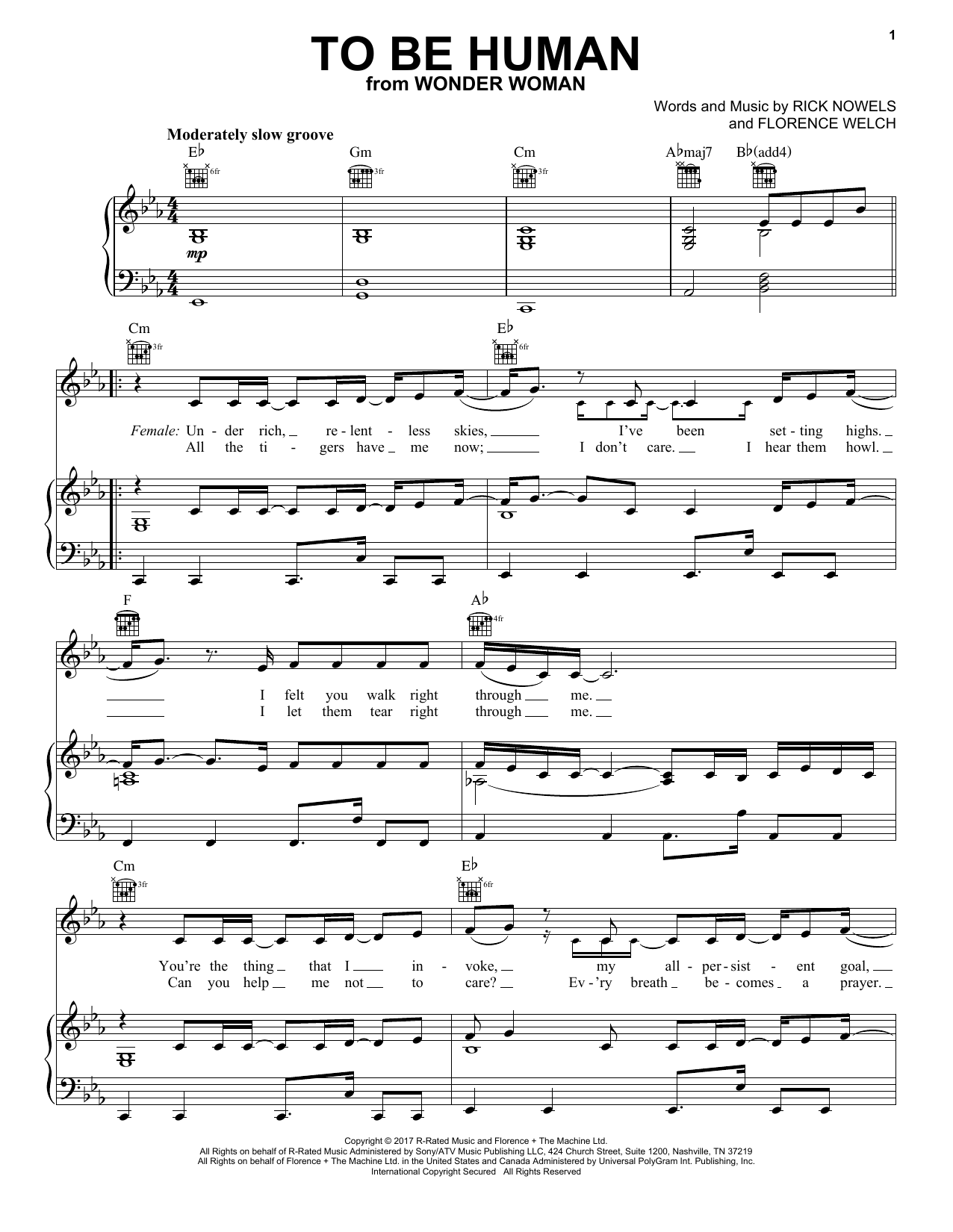 Download Sia feat. Labrinth To Be Human Sheet Music and learn how to play Piano, Vocal & Guitar (Right-Hand Melody) PDF digital score in minutes