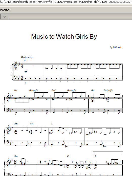 Download Sid Ramin Music To Watch Girls By Sheet Music and learn how to play Real Book – Melody & Chords PDF digital score in minutes