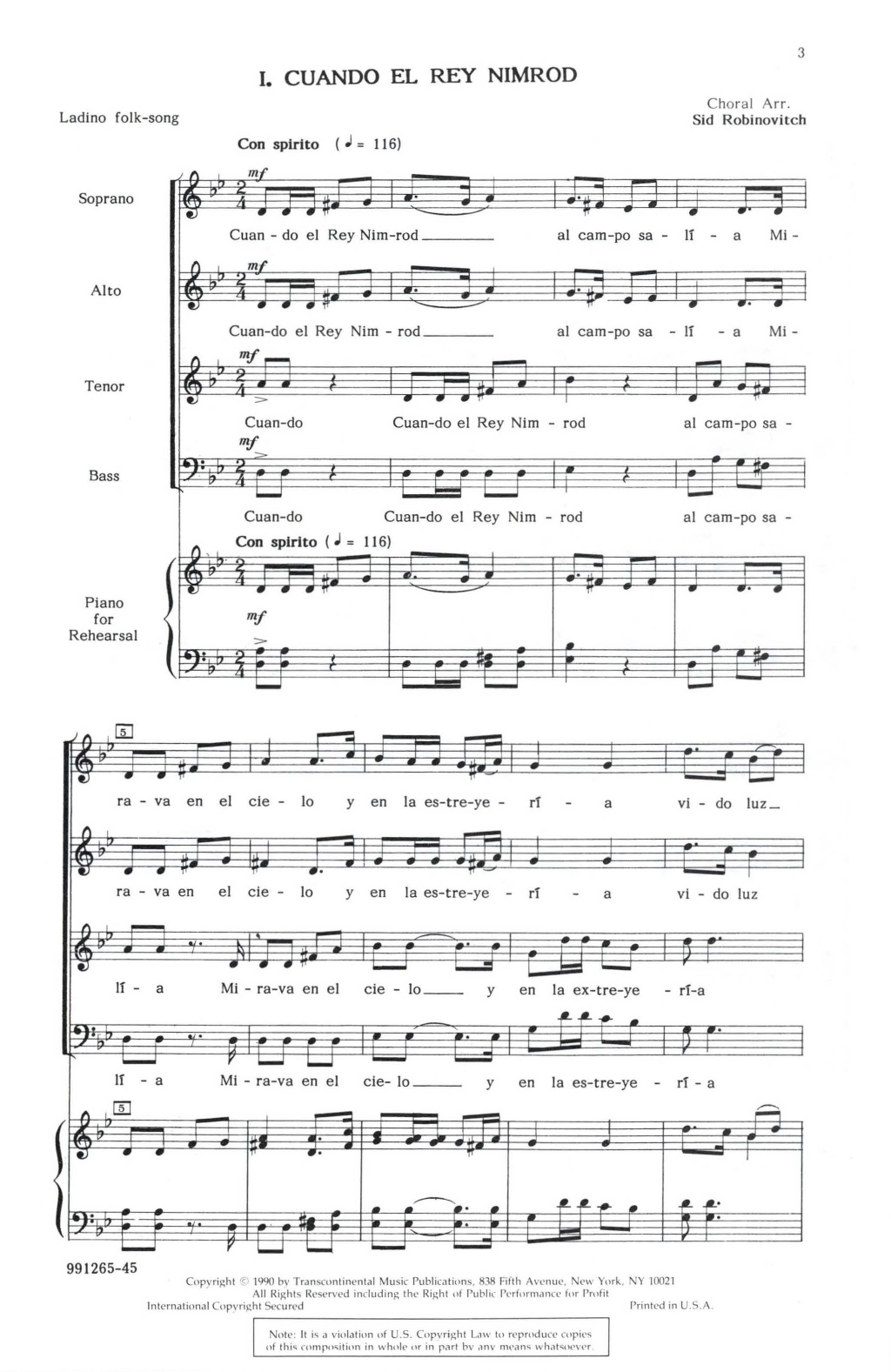 Download Sid Robinovitch Mosaic Of Jewish Folksongs Sheet Music and learn how to play SATB Choir PDF digital score in minutes
