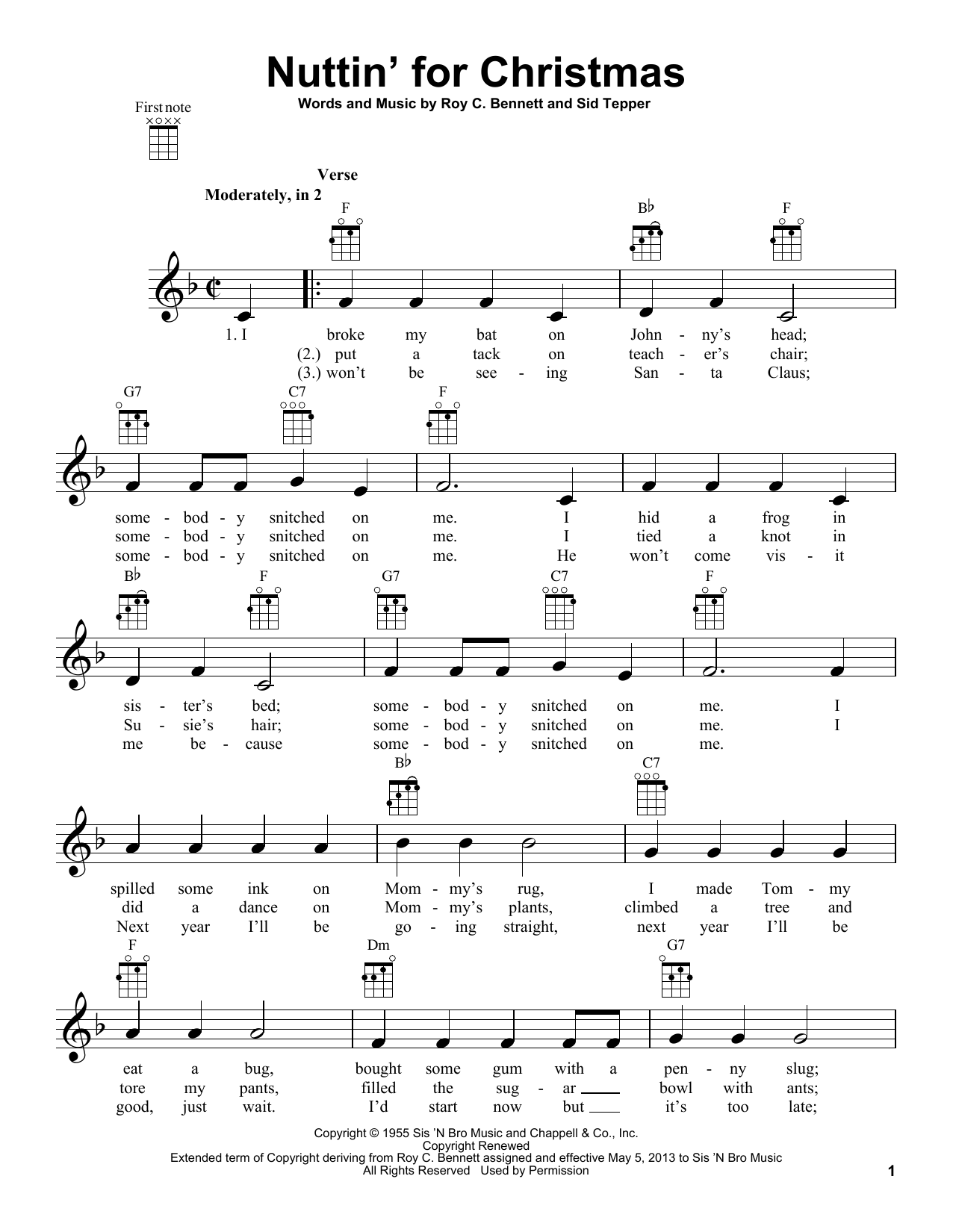 Download Sid Tepper Nuttin' For Christmas Sheet Music and learn how to play Alto Saxophone PDF digital score in minutes