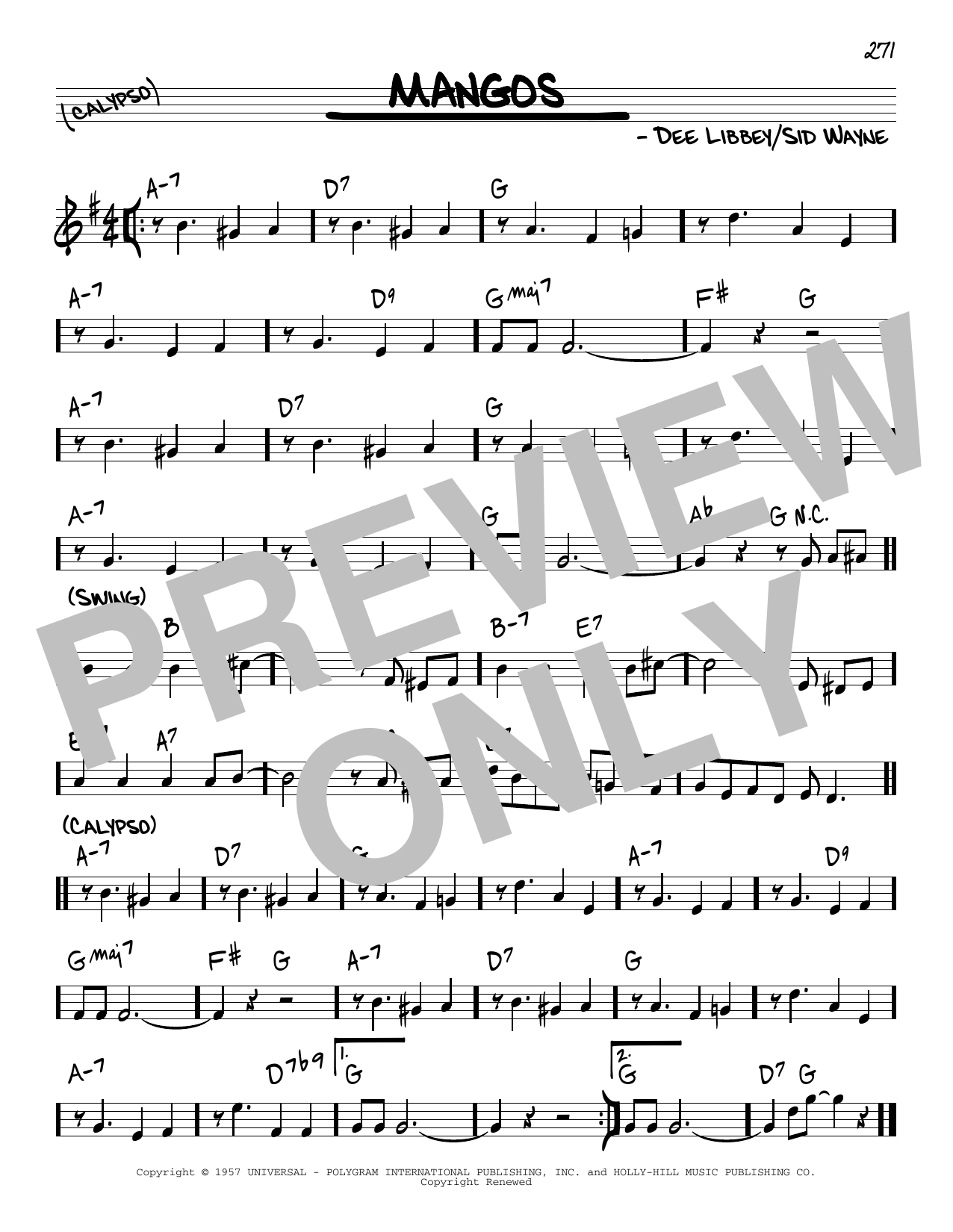 Download Sid Wayne Mangos Sheet Music and learn how to play Real Book – Melody & Chords PDF digital score in minutes