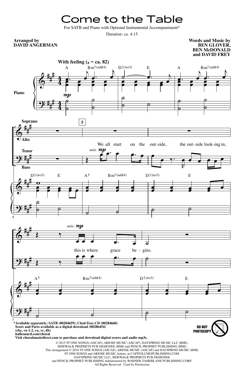 Download Sidewalk Prophets Come To The Table (arr. David Angerman) Sheet Music and learn how to play SATB Choir PDF digital score in minutes